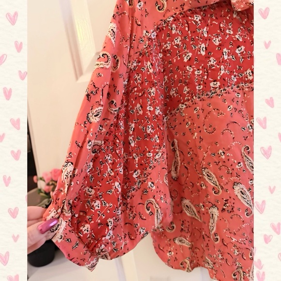 CES FEMME Paisley Collared Button Down Puff 3/4 Sleeve Oversized Blouse! - Picture 6 of 6